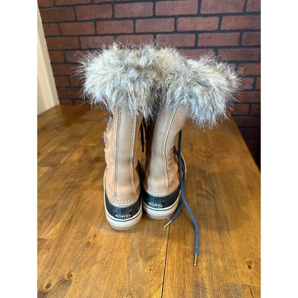 Sorel Leather Joan of Arc Winter Boots, Size 7.5 Brown Tan Macy Blue Liner - Picture 5 of 9